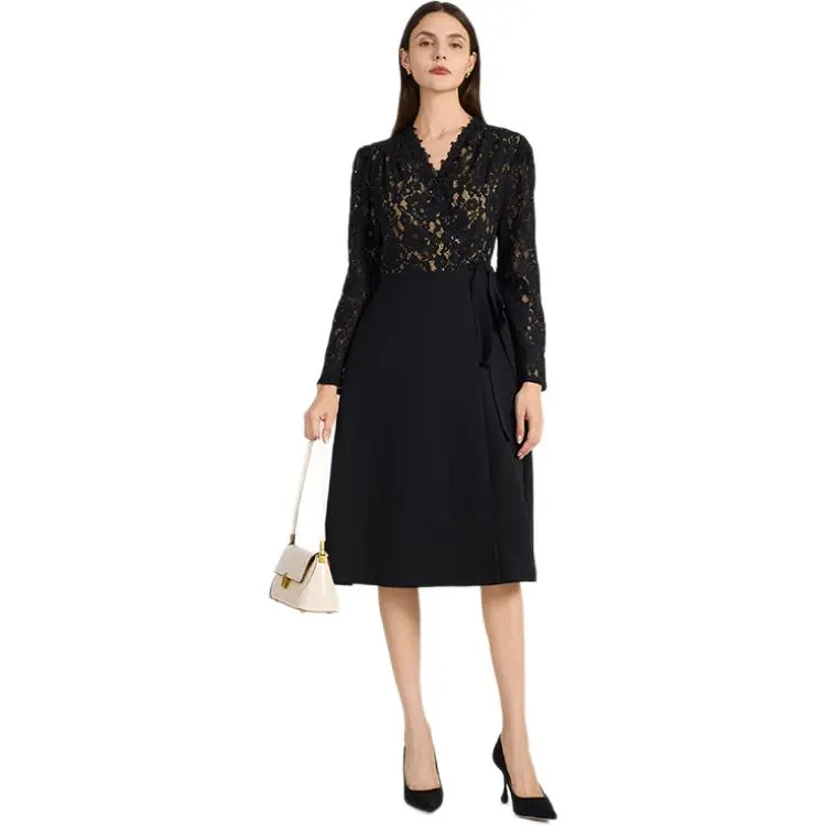 NINE WEST Long Sleeved Dresses Women's Black-5