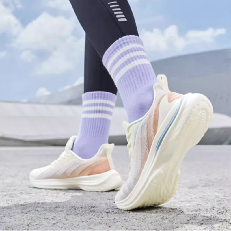 Erke Cushioning Wear-Resistant Low-Top Running Shoes Women's White Blue-5