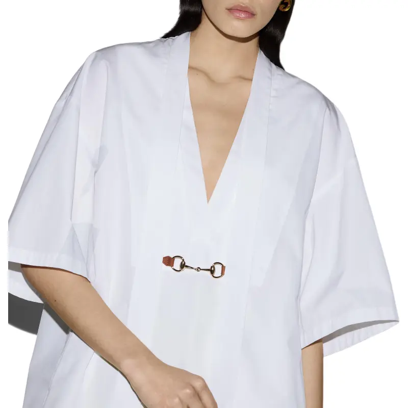 GUCCI Short Sleeved Dress Women's White-3
