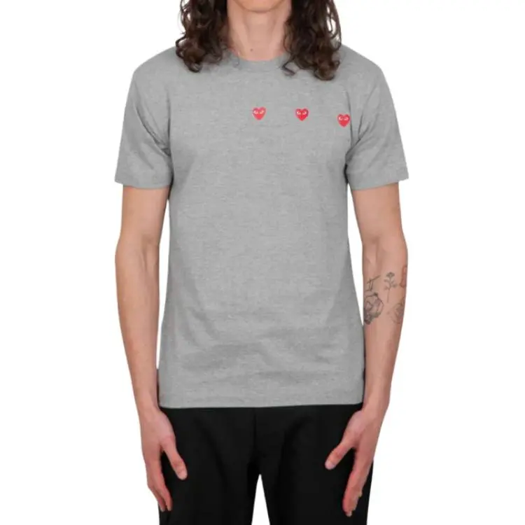CDG Play T Shirts Men Gray-2