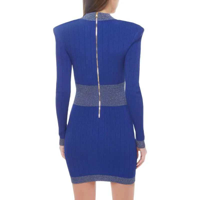 BALMAIN Long-Sleeved Dresses Women's Blue-2