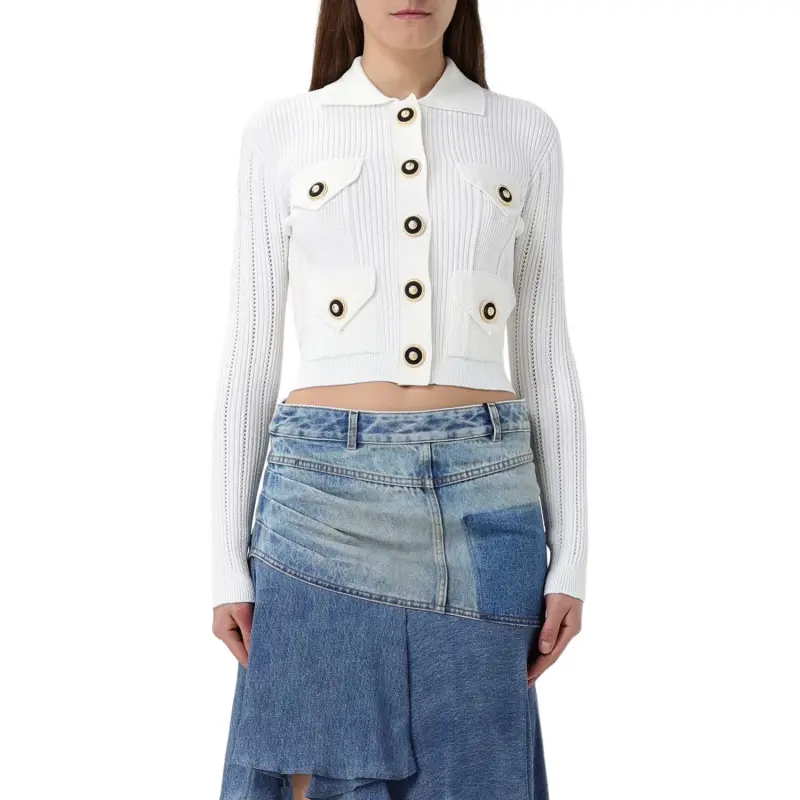 BALMAIN Long Sleeved Ribbed Knitted Cardigan-2