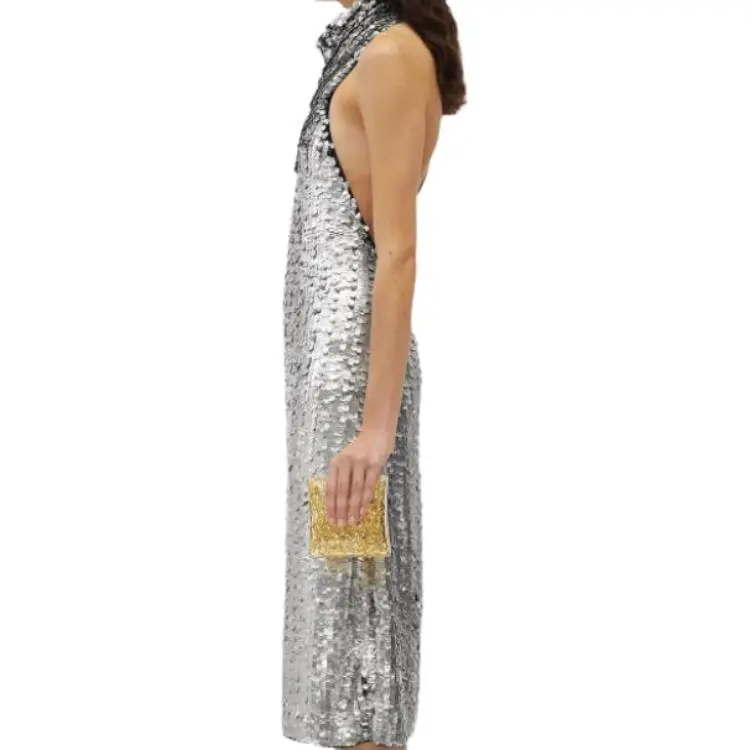 Bottega Veneta Sleeveless Dress Women's Silver-2
