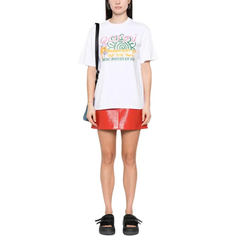 GANNI Graphic print Organic cotton Blend T shirt-5