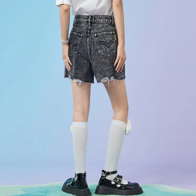 LALABOBO Denim Shorts Women's Gray-2