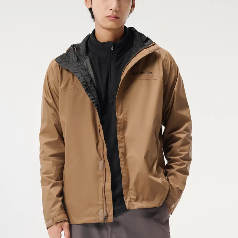 Columbia Hiking Water Resistant Windproof Wear Resistant Windbreaker Jacket Men's Light Brown-3