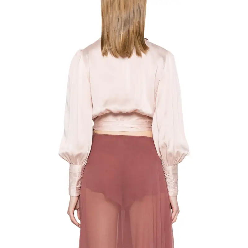Zimmermann Cropped Satin Wrap Top-2