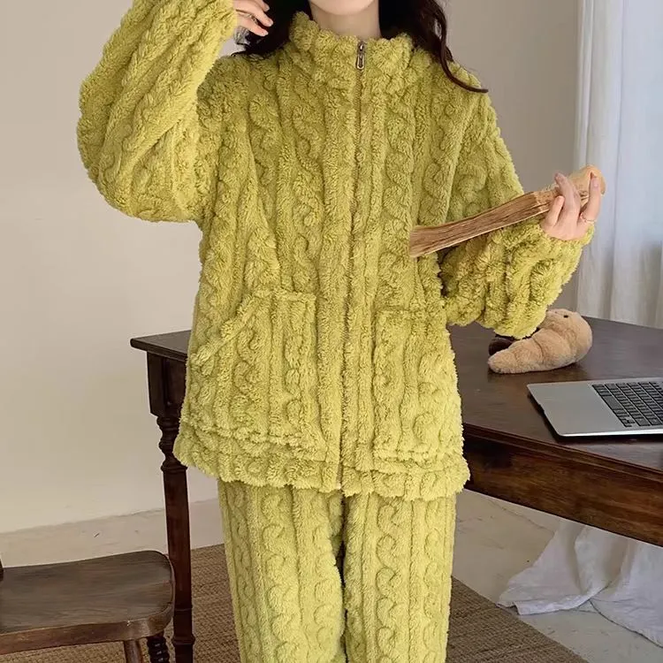 WANANNI Pajama Set Women's Cream Green-3