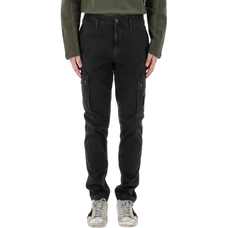 STONE ISLAND Logo Patch Straight Leg Pants-3