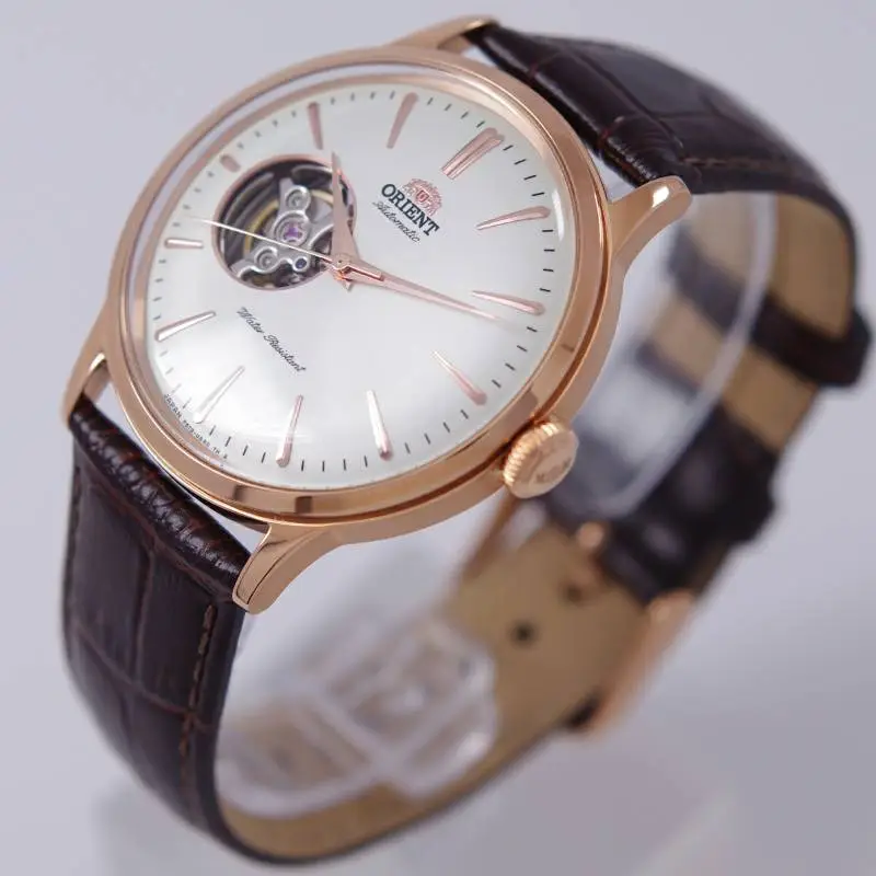 ORIENT Automatic/Manual Mechanical Movement Cow Leather Strap Watch 45.5*40.5mm Men's Watches White Dial-1