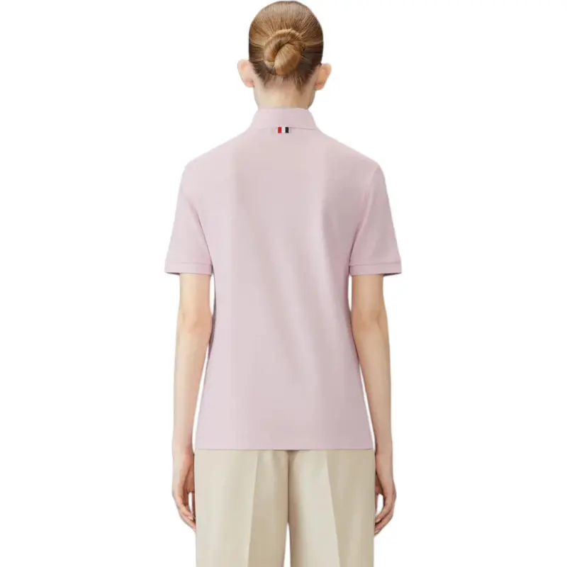 THOM BROWNE Logo patch Piqué Polo Top-0