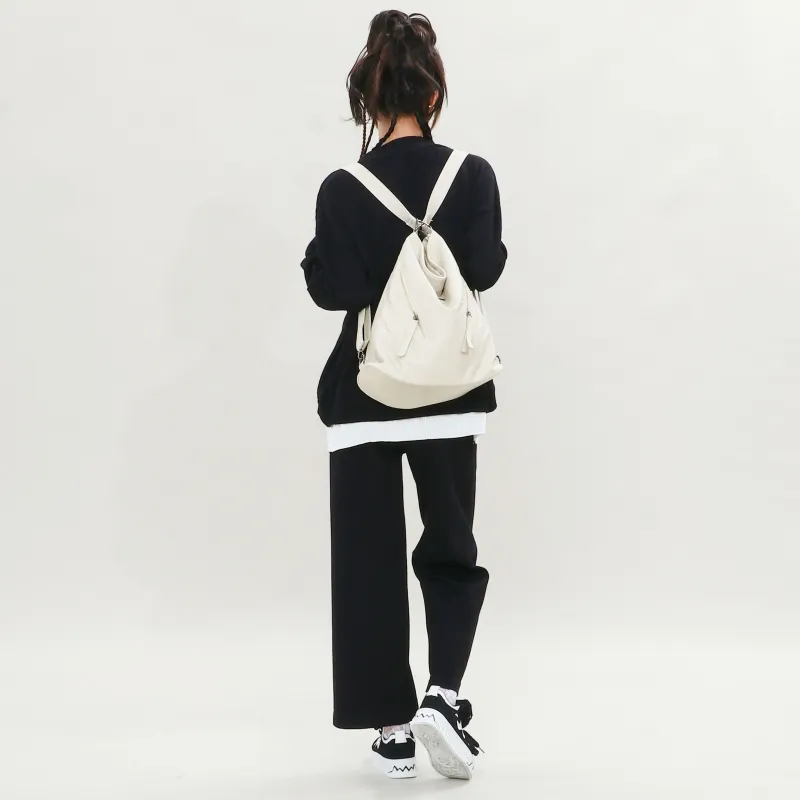 OTA PU Backpack Medium Size Unisex Black White-4