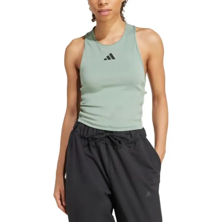 Adidas 3 StripesPower Tank Top Women's Silver Green-2