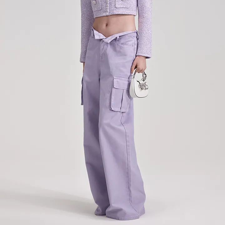 Self-portrait Wide-leg Cargo Jeans-3