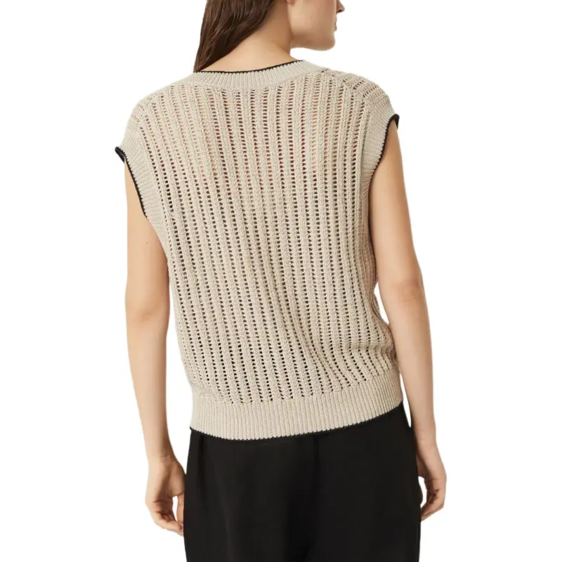 Brunello Cucinelli Embellished Openwork Rib Sweater Vest-3