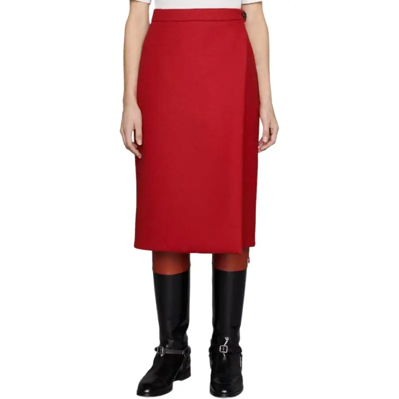 GUCCI FW23 Casual Long Skirt Women's Red-1