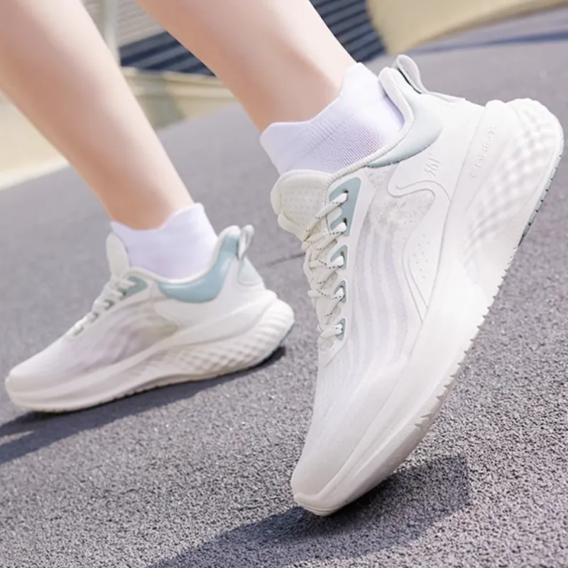 361° Cushioning Breathable Low Top Running Shoes Women's White Green-3