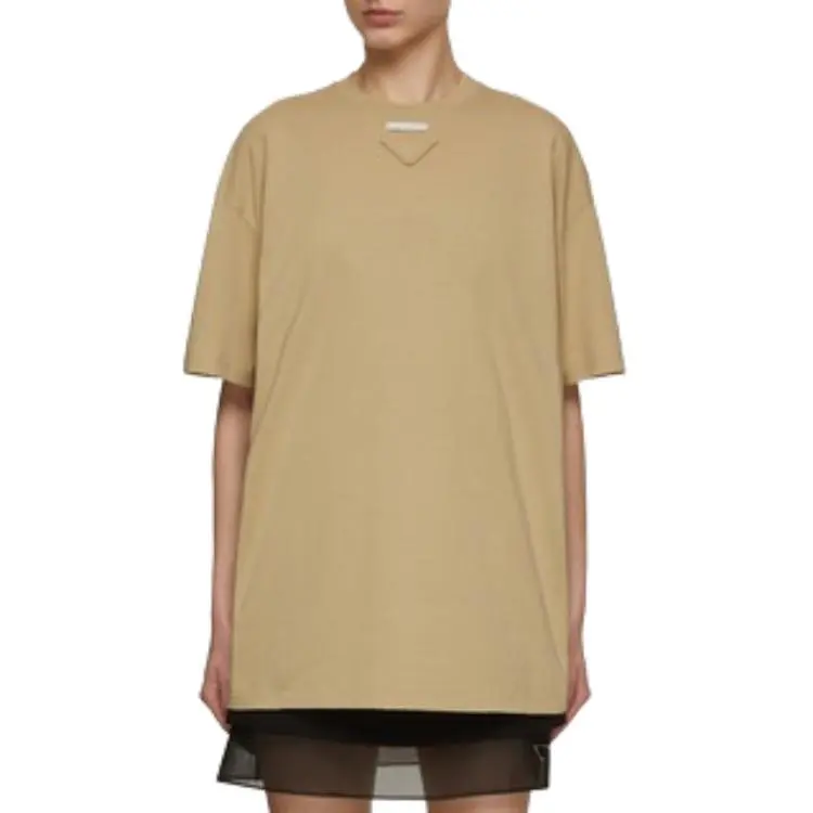 PRADA Logo Triangle Crewneck T Shirt-2