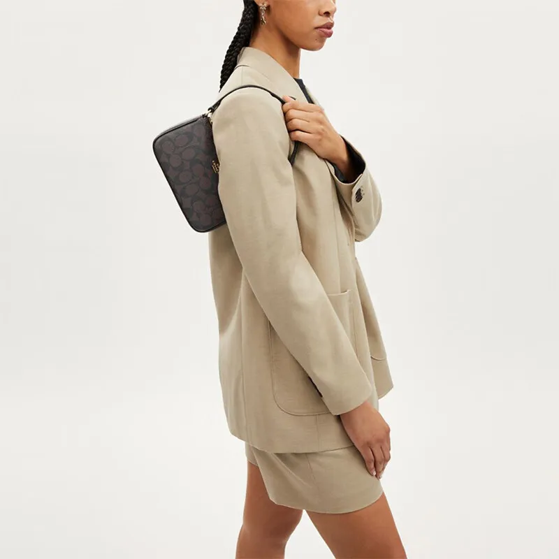 COACH Nolita PVC With Skin Shoulder Bag, Pochette, Handheld Handbag, Shoulder Bag Women's Brown-3