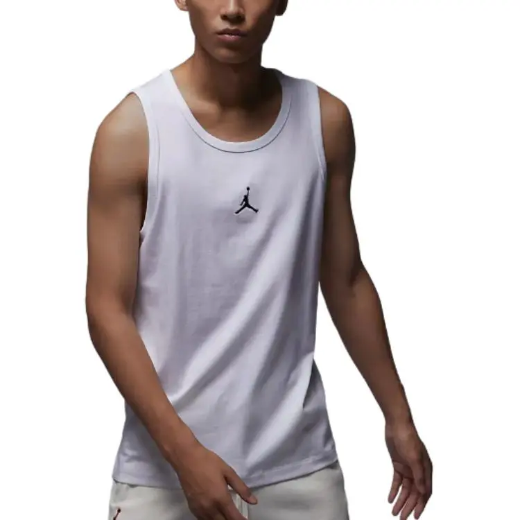 Jordan Men Embroidery Logo Tank White-2