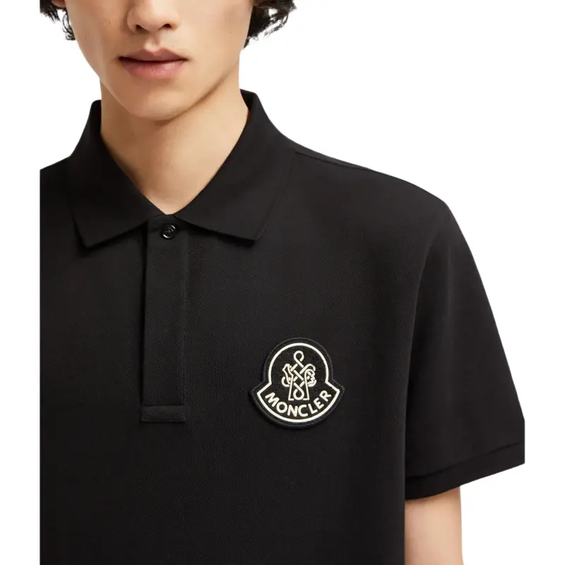 Moncler Year Of The Snake Patch Cotton Piquet Polo Shirt-4