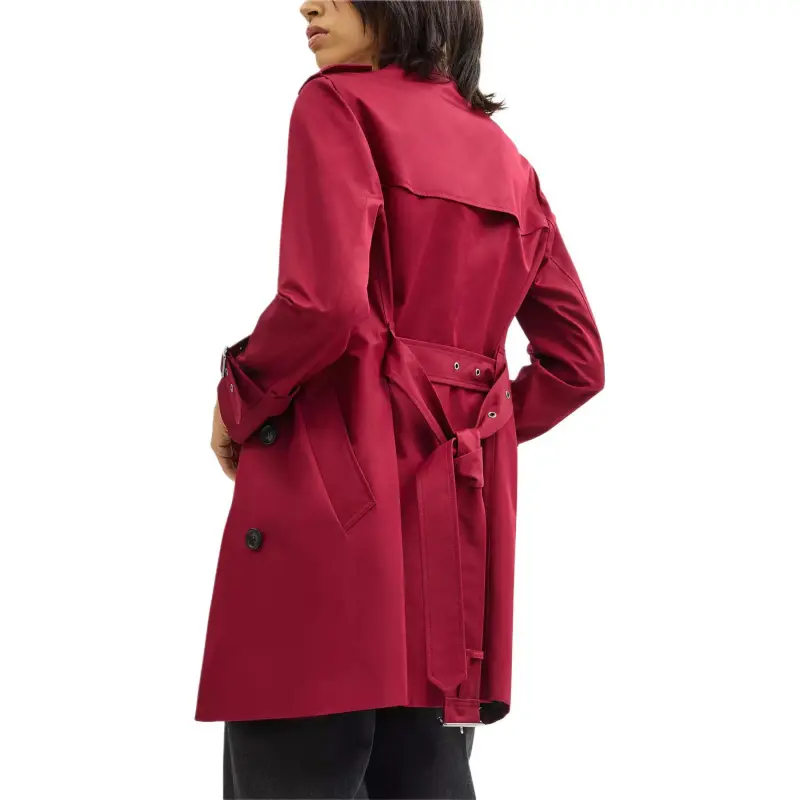 COACH Solid Mid Trench Coat Women's Red-3