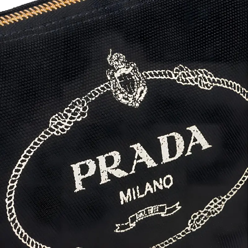 PRADA Canvas Bag Makeup Bag Toiletry Bag Women's Black-4