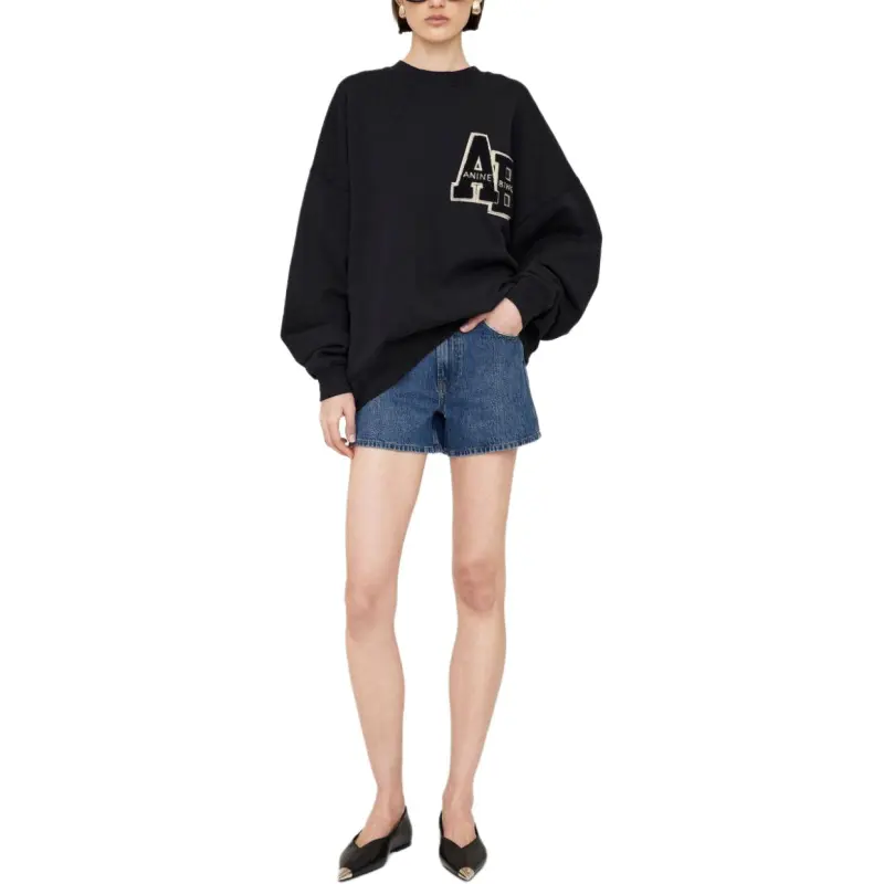 Anine Bing Miles Logo Patch Jersey Sweatshirt-1