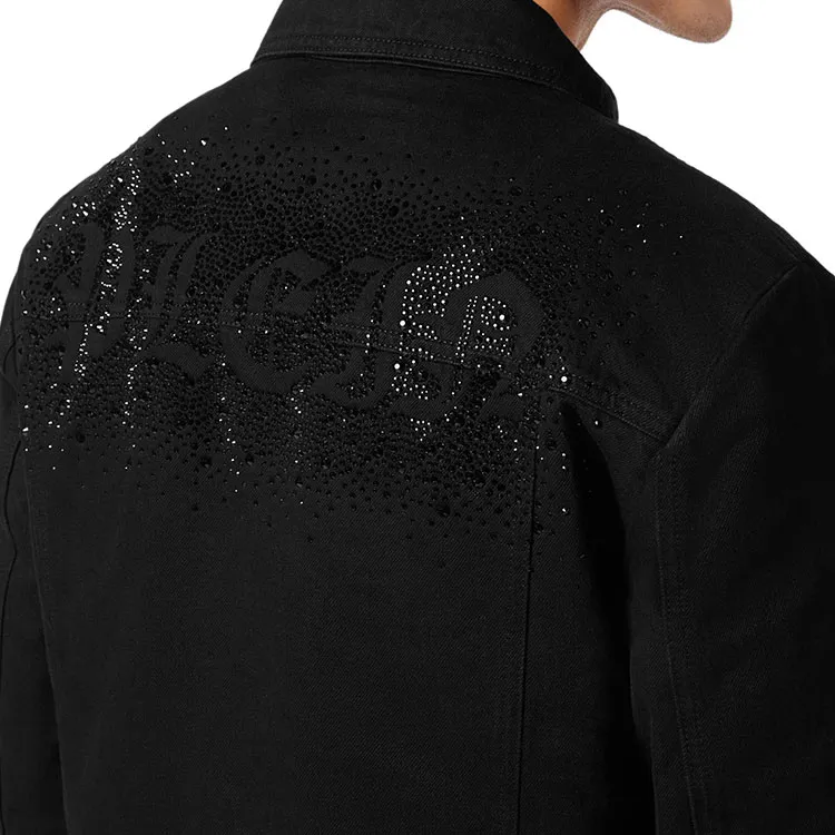 PHILIPP PLEIN Crystal logo Denim Jacket-5