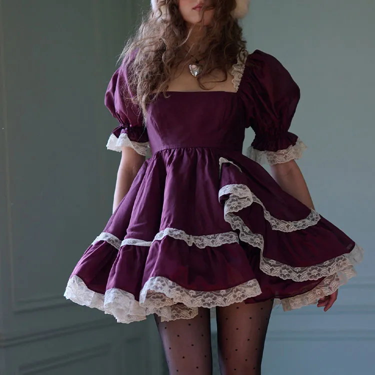 Selkie Short Sleeved Dresses Women's Burgundy-2