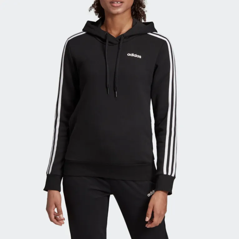 Adidas 3 Stripes Hoodie Sweatshirt Women's Black-2