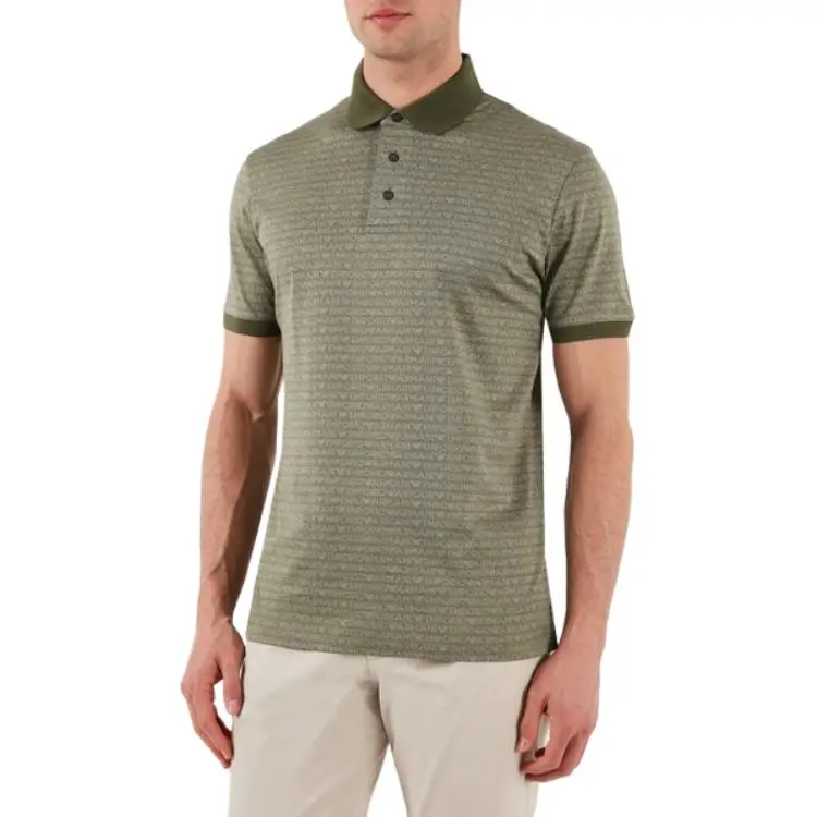 EMPORIO ARMANI All Over Jacquard Lettering Jersey Polo Shirt-3