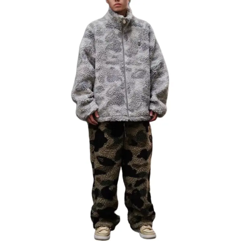 Bape 1st Camo Metal Ape Head One Point Fleece Pants-3