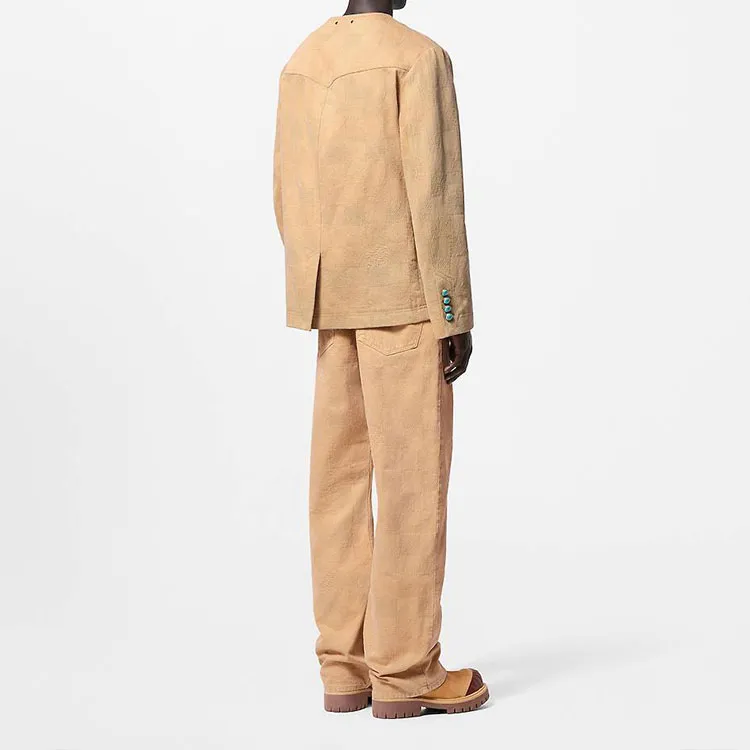 LOUIS VUITTON Damier Collarless Workwear Cotton Jacket-3