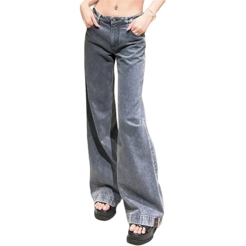 LOUIS VUITTON Washed Denim Wide Leg Jeans-1