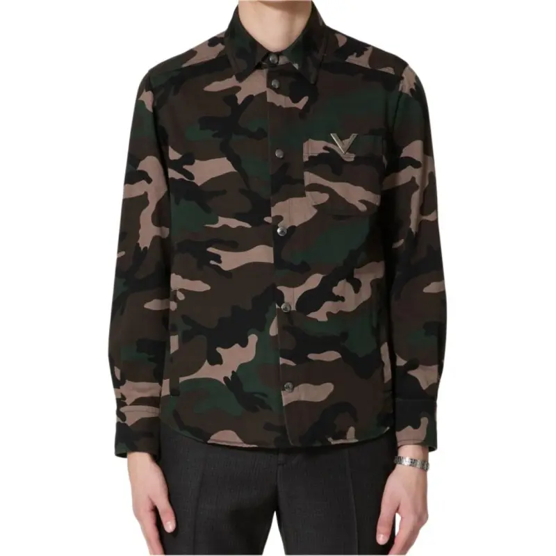 Valentino Camouflage Patterned Curved Hem Jacket-1