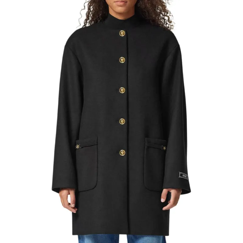 VERSACE Collarless Caban Coat-1