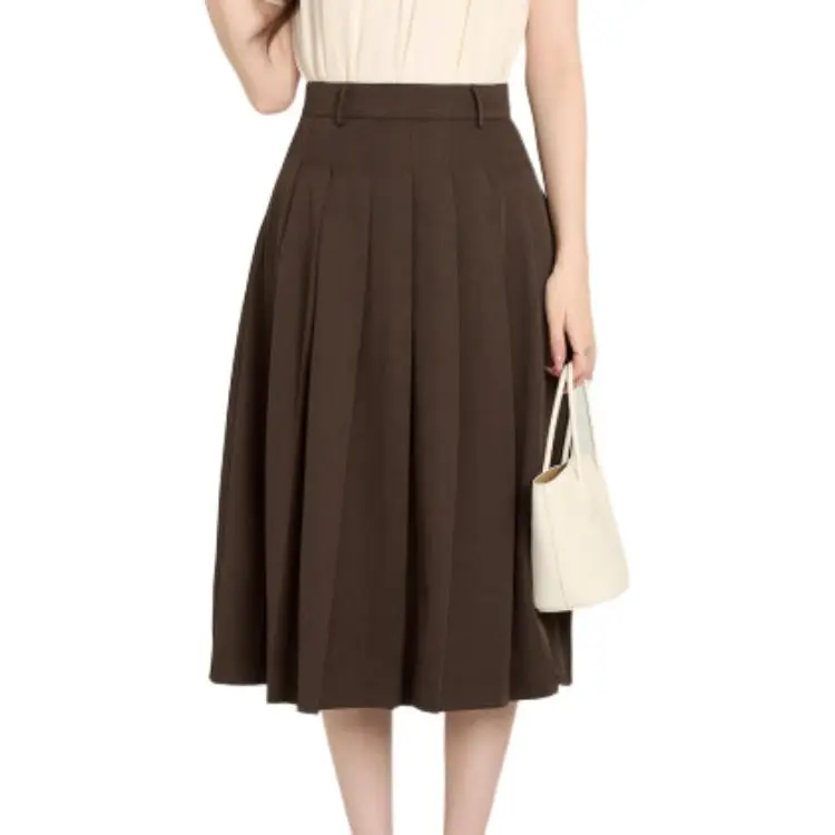 Beautiful Wardrobe Casual Long Skirt Women's Coffee-3