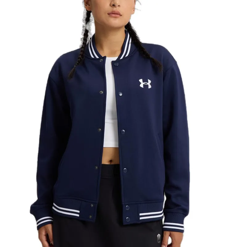 Under Armour Knit Bomber Baseball Jacket Unisex Navy Blue-5