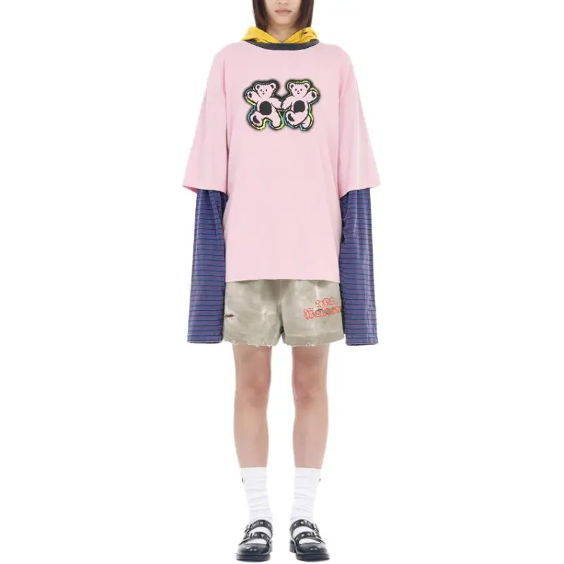 WE11DONE Teddy Twins Layered Hoodie-3