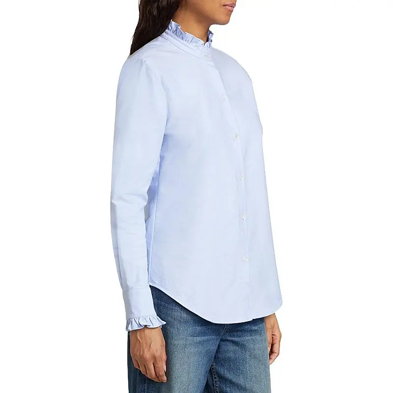 NILI LOTAN Lydia Ruffle-collar Cotton Shirt-3