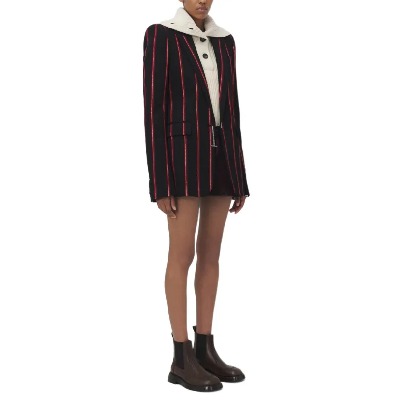 Alexander McQueen T Bar Chain Fastened Striped Blazer-3