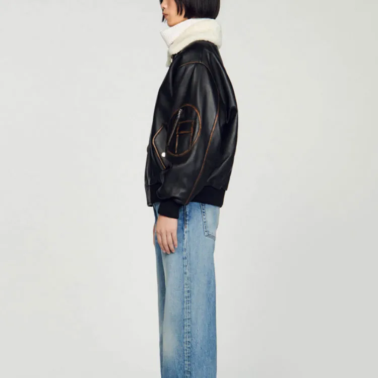 Sandro Faux-fur Collar Bomber Jacket-1