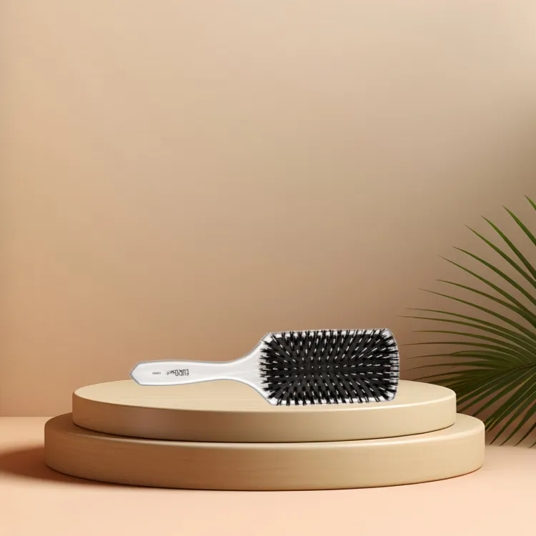 EUROSTIL Large Size Square White Pua Wild Boar Brush Comb Long Hair 1 Pack-2
