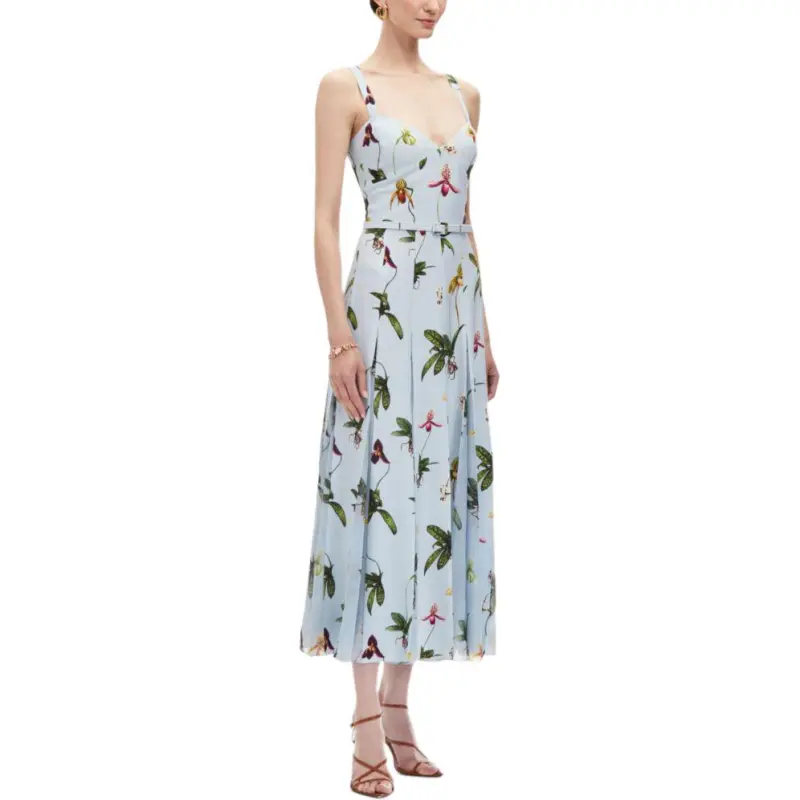 Oscar De La Renta Orchid Cady inset Maxi Dress-3