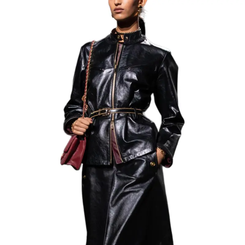 CHANEL Leather Jacket Women's Black-1