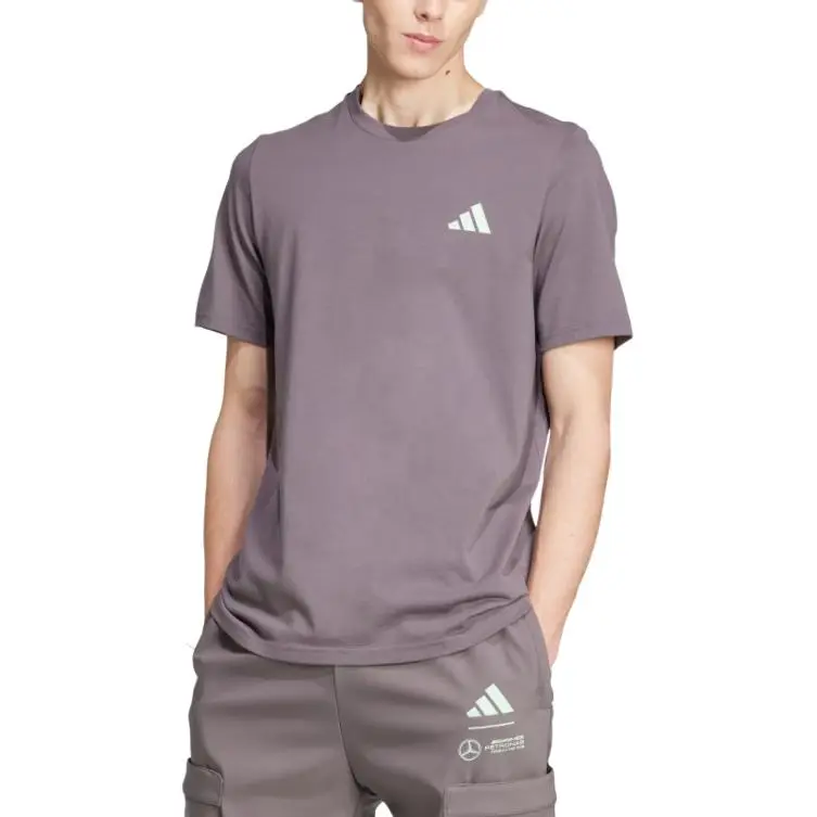Adidas x MERCEDES AMG PETRONAS F1 TEAM SS25 Premium Woven Graphic T Shirt Men's Gray Stratum/Frozen Green-1