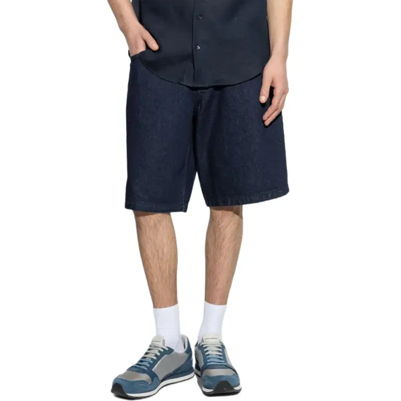EMPORIO ARMANI Logo Plaque Denim Shorts-2