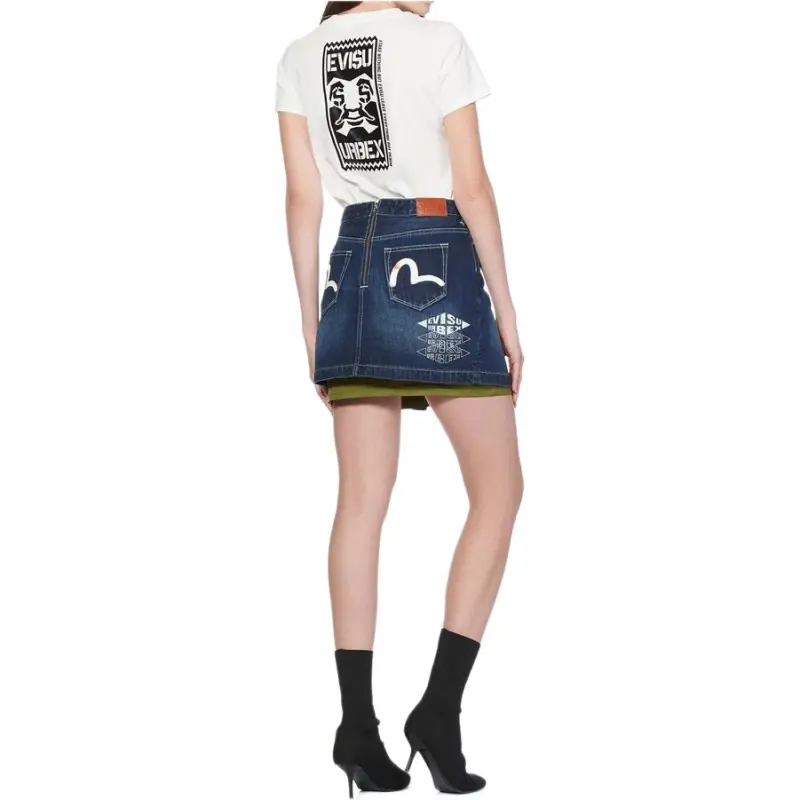 EVISU Denim Short Skirts Women's Blue-5