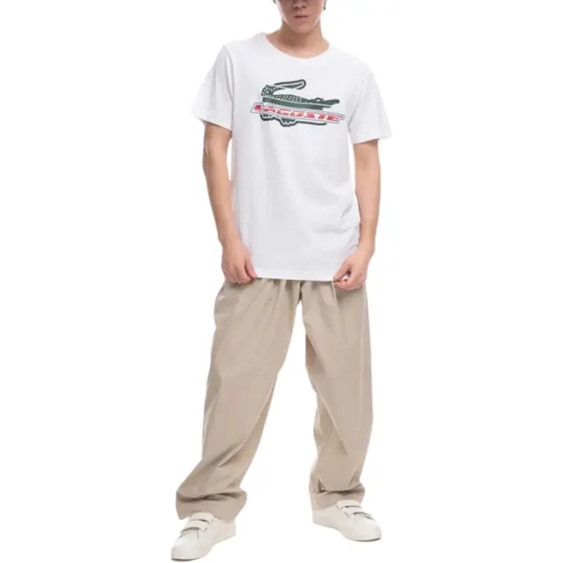 LACOSTE Sport Regular Fit Organic Cotton T Shirt T Shirt Men's White-3